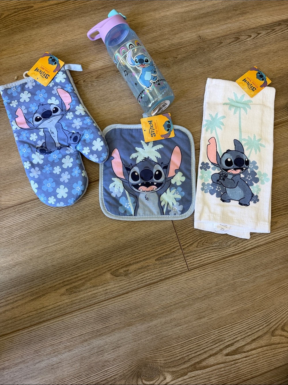 Disney Stitch Kids Blue and White Kitchen Set with Water Bottle